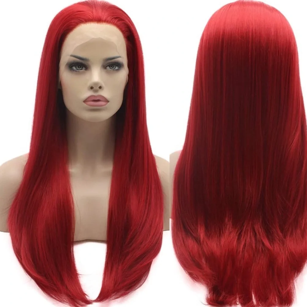 - 22” RED STRAIGHT  LACE FRONT WIG  *NEW*
